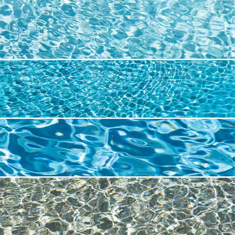 diagram showing pool finishes affecting the color of pool water